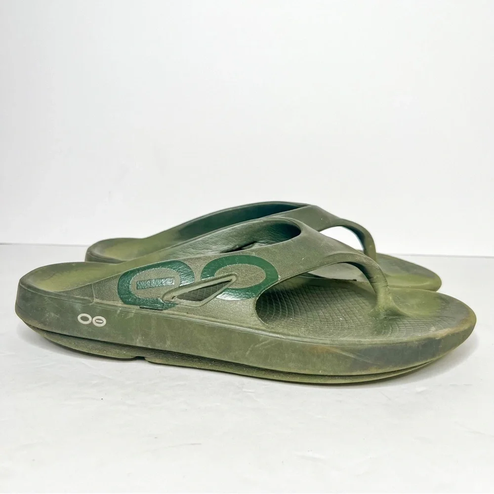 Green Thong Sandals with Thick Sole